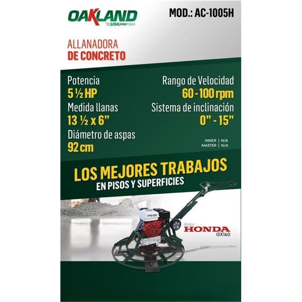 Allanadora de Concreto 5 ½ HP AC-1005H Oakland