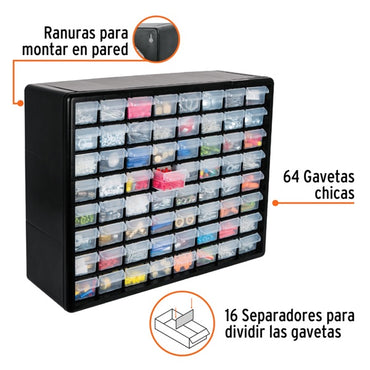 Organizador Con 64 Gavetas, Truper, Mod. 10895