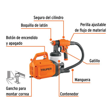 Pistola Para Pintar Eléctrica De 600W, Truper, Mod. 15383