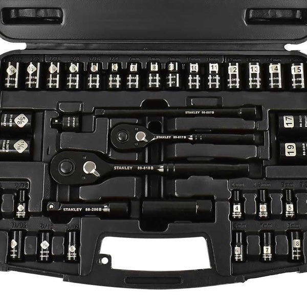 Autocle 3/8"-1/4" Con 37 Piezas Cromo Negro 87-320, Stanley, Mod. 80002