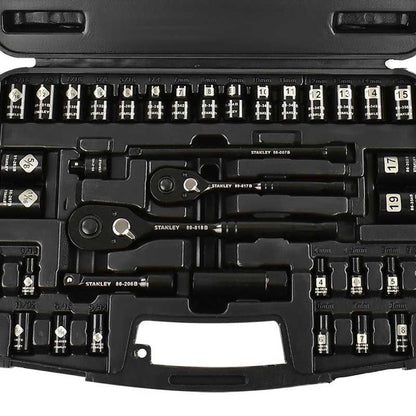 Autocle 3/8"-1/4" Con 37 Piezas Cromo Negro 87-320, Stanley, Mod. 80002