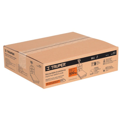 Báscula electrónica de plataforma, plegable, 600 kg, TRUPER, Truper, Mod. 15733