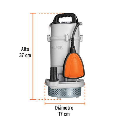 Bomba Sumergible Metálica Para Agua Limpia Uso Rudo 1 HP, Truper, Mod. 15003