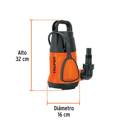 Bomba Sumergible Plástica Para Agua Limpia 1 HP, Truper, Mod. 12602