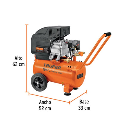 Compresor Horizontal 25 L 3 HP (Potencia Máxima) 127 V, Truper, Mod. 15006