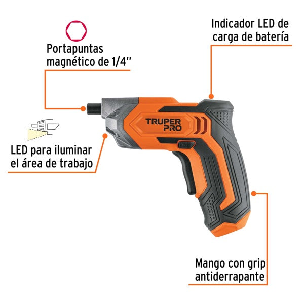 Desarmador Inalámbrico Truper 3.6 V Profesional, Mod. 17033