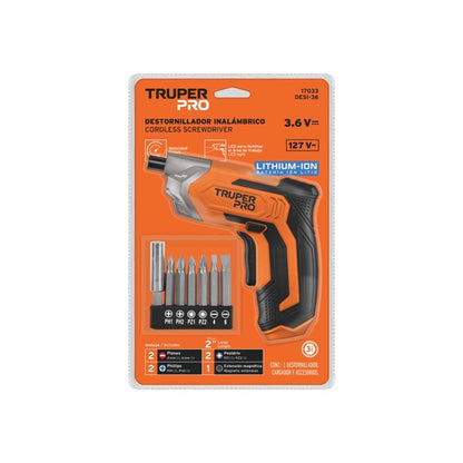 Desarmador Inalámbrico Truper 3.6 V Profesional, Mod. 17033