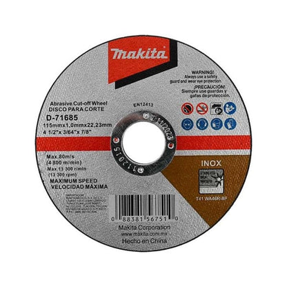 Discos Corte Para Metal 4-1/2'' 50 Piezas D-71685, Makita, Mod. 85277