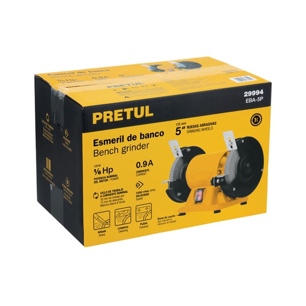 Esmeril De Banco De 5" De 1/6 Hp, Pretul, Mod. 29994