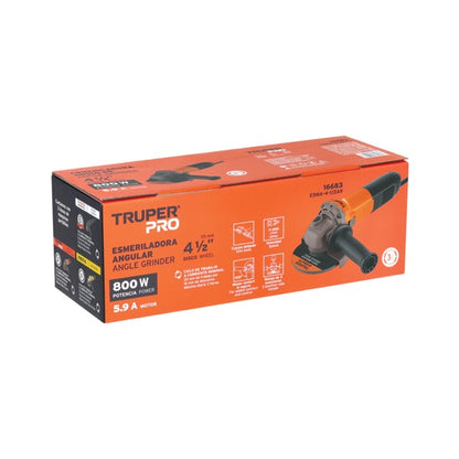 Esmeriladora Truper Angular 4-1/2" 800 W Profesional, Mod. 16683