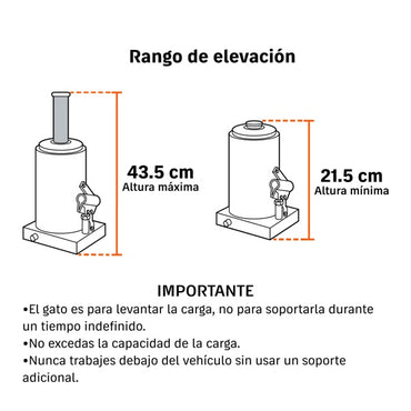 Gato Hidráulico De Botella De 6 Ton, Truper, Mod. 14814