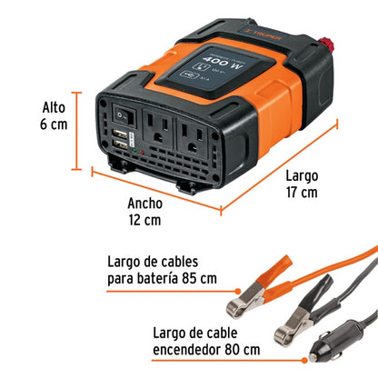 Inversor De Corriente 400 W, Truper, Mod. 10449