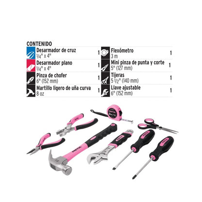 Juego Casero De Herramientas Para Dama 8 Piezas, Pretul, Mod. 21251