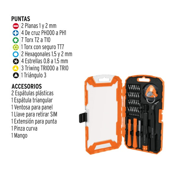 Juego De 32 Piezas Para Reparación De Electrónica, Truper, Mod. 17762