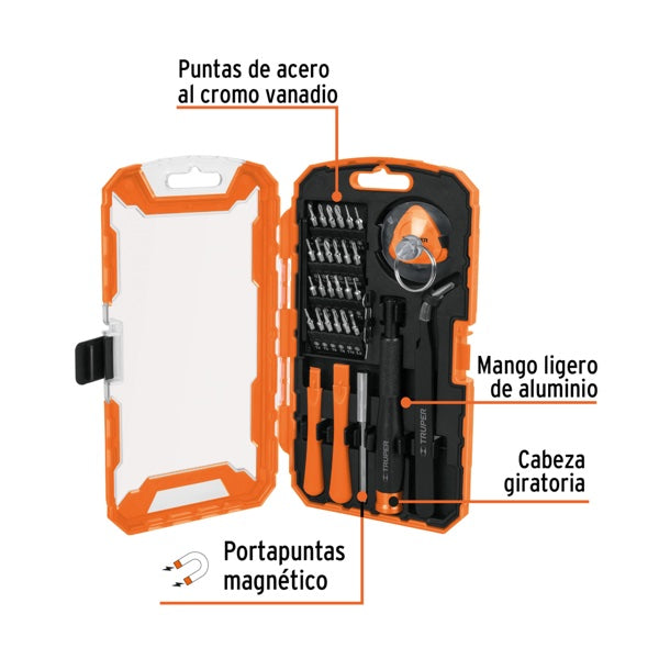 Juego De 32 Piezas Para Reparación De Electrónica, Truper, Mod. 17762