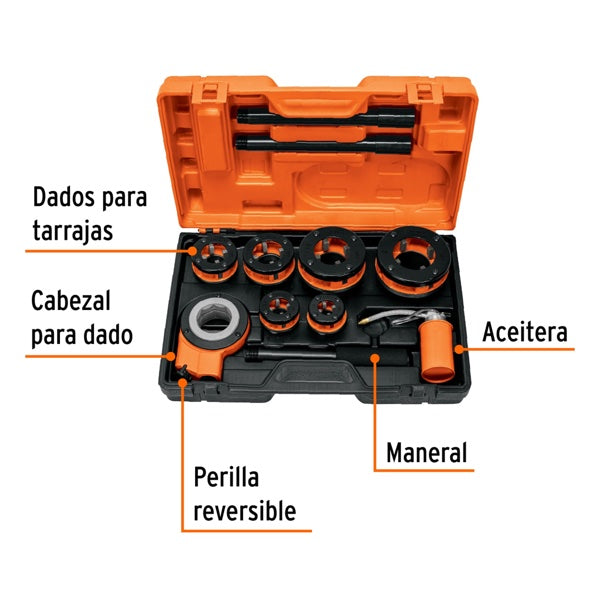 Juego De 9 Tarrajas Para Tubo, Truper, Mod. 13071