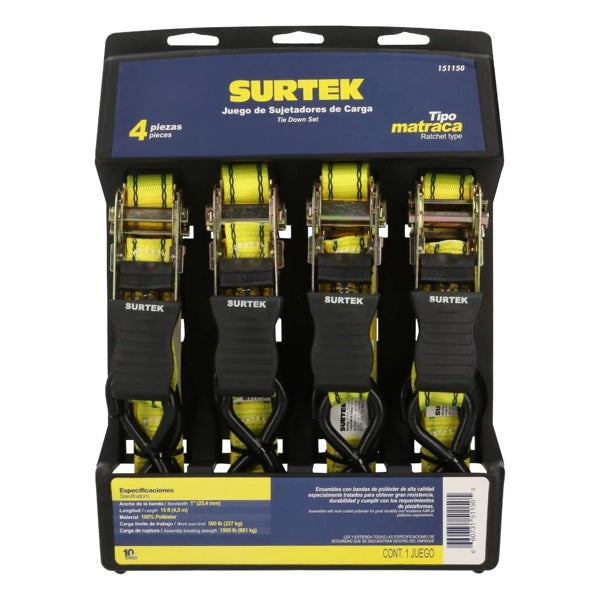 Juego de Sujetadores Tipo Matraca 4Pz 151150 Surtek