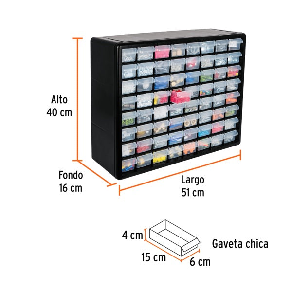 Organizador Con 64 Gavetas, Truper, Mod. 10895