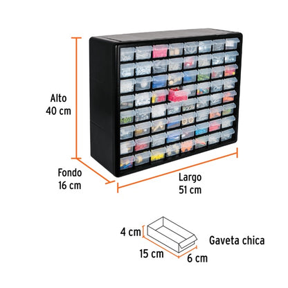 Organizador Con 64 Gavetas, Truper, Mod. 10895