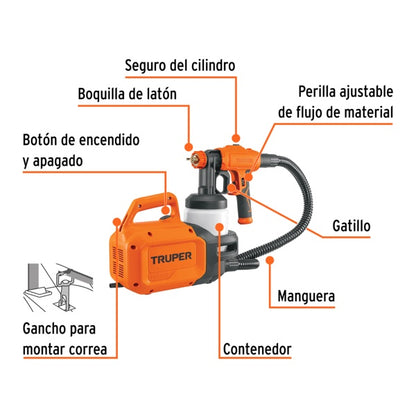 Pistola Para Pintar Eléctrica De 600W, Truper, Mod. 15383