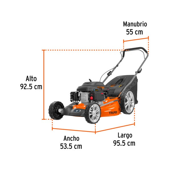 Podadora Con Motor A Gasolina De 6 HP 22" De Corte, Truper, Mod. 19968