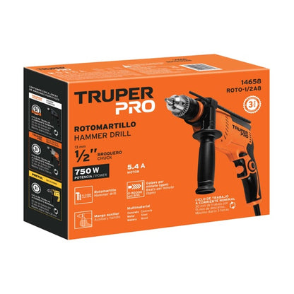 Rotomartillo Truper 1/2" 750 W Profesional, Mod. 14658