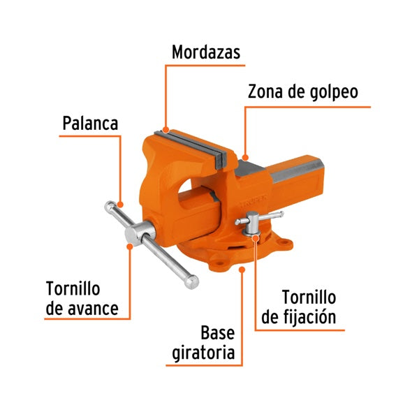Tornillo De Banco 4" Tipo Europeo De Hierro Nodular, Truper, Mod. 100199